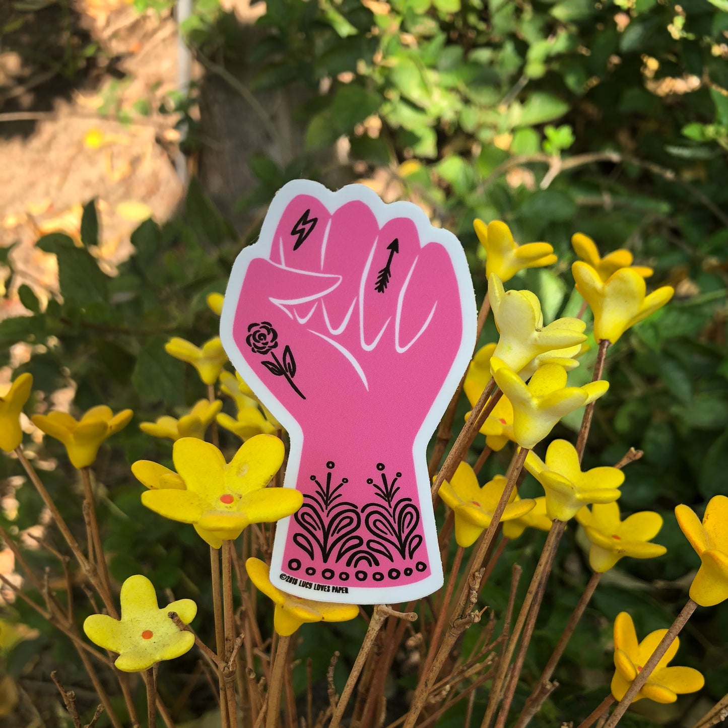 PINK POWER FIST STICKER