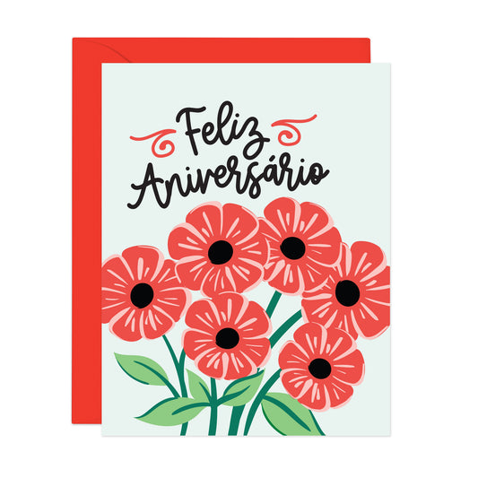 FELIZ ANIVERSÁRIO FLORAL CARD