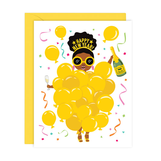 HAPPY NEW YEAR | BALLOON GIRL CARD