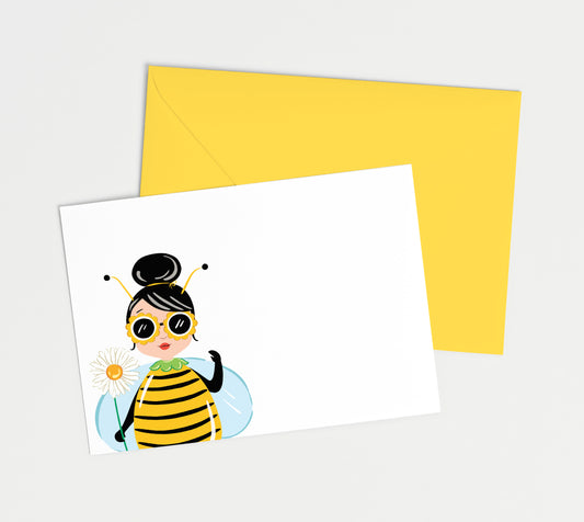 BUMBLE BEE GIRL | Mini Personal Notecards