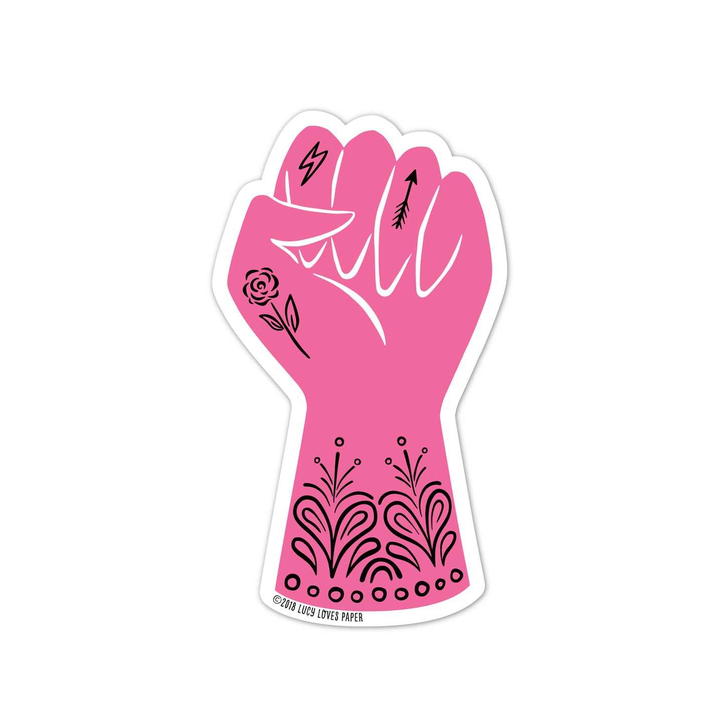 PINK POWER FIST STICKER