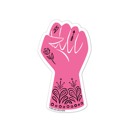 PINK POWER FIST STICKER