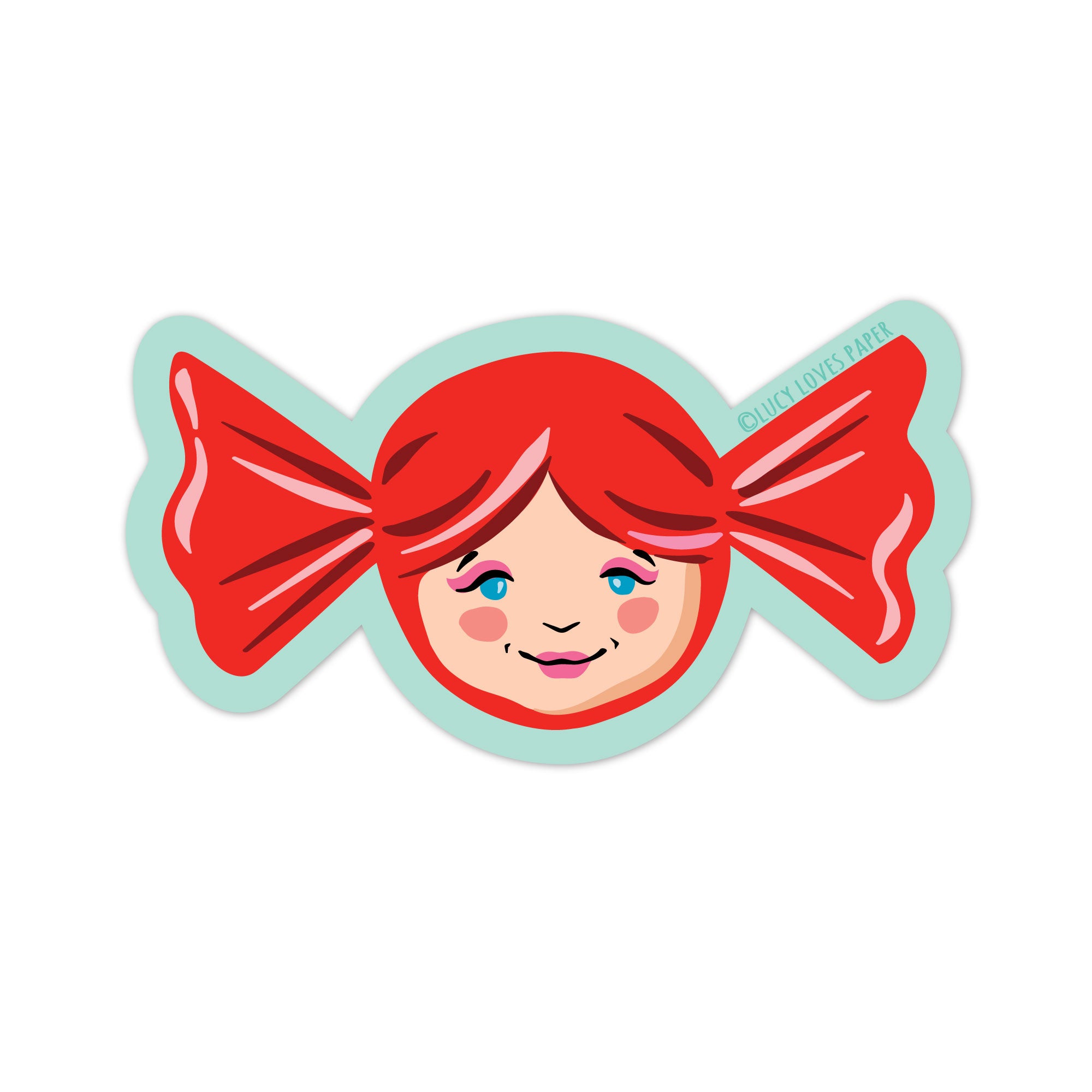 RED CANDY GIRL STICKER – Lucy Loves Paper