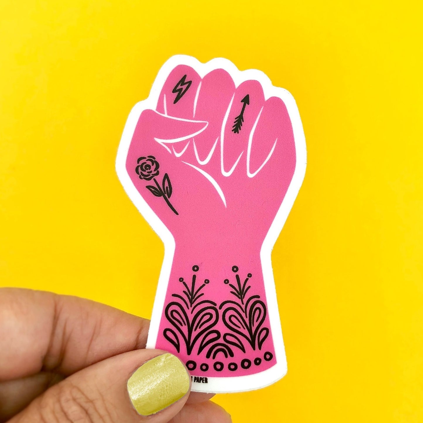 PINK POWER FIST STICKER