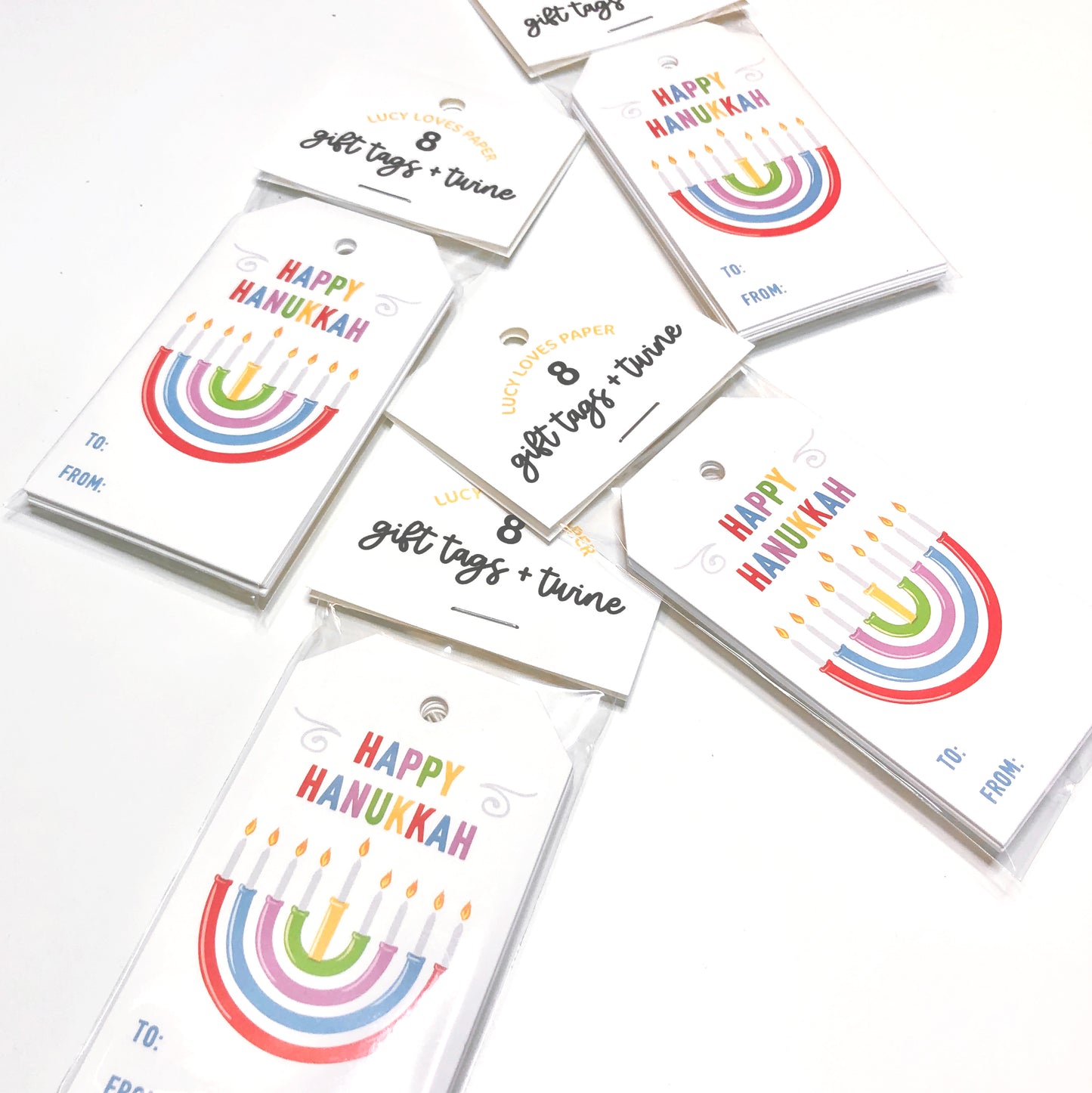RAINBOW HANUKKAH GIFT TAG SET